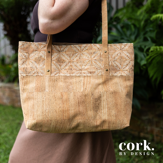 Guida Cork Tote Bag - Laser Cut Leaf