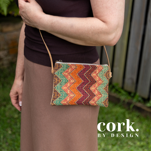 Ivonita Cork Crossbody Bag - Chevron