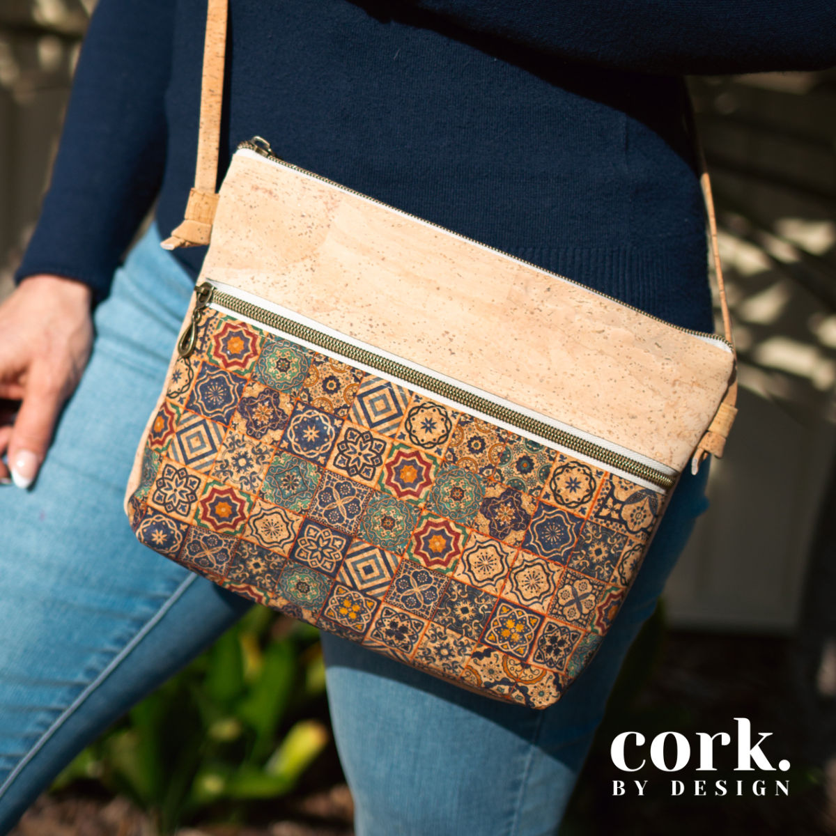 Victoria Cork Crossbody Bag - Chevron