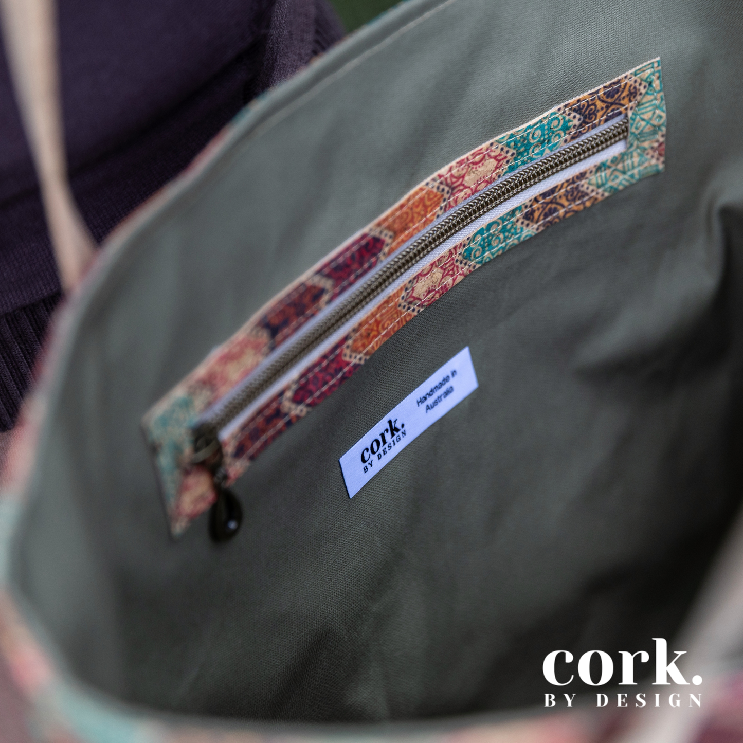 Guida Cork Tote Bag - Chevron