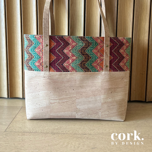 Guida Cork Tote Bag - Chevron