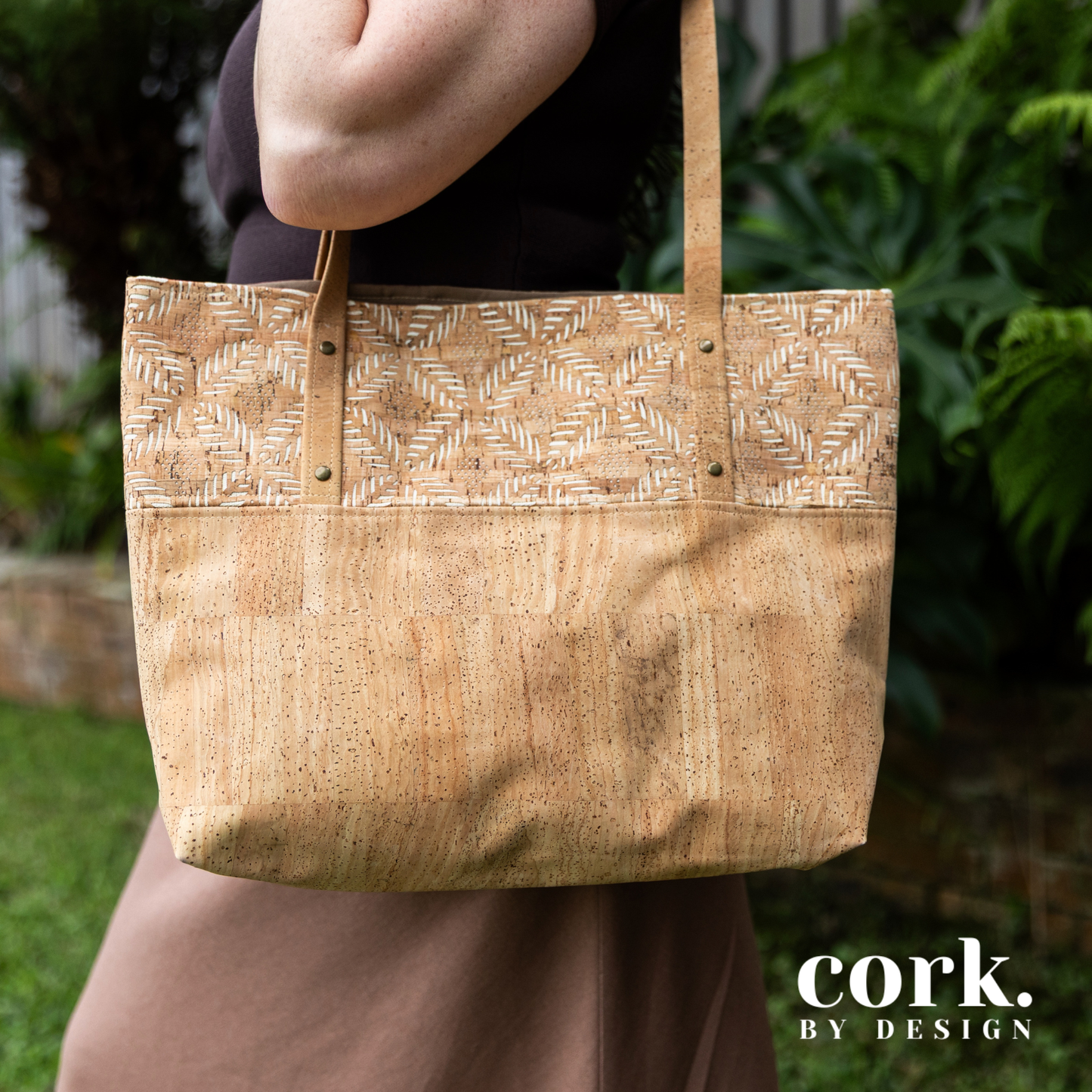 Guida Cork Tote Bag - Laser Cut Leaf