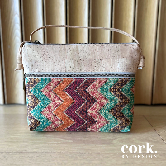 Victoria Cork Crossbody Bag - Chevron