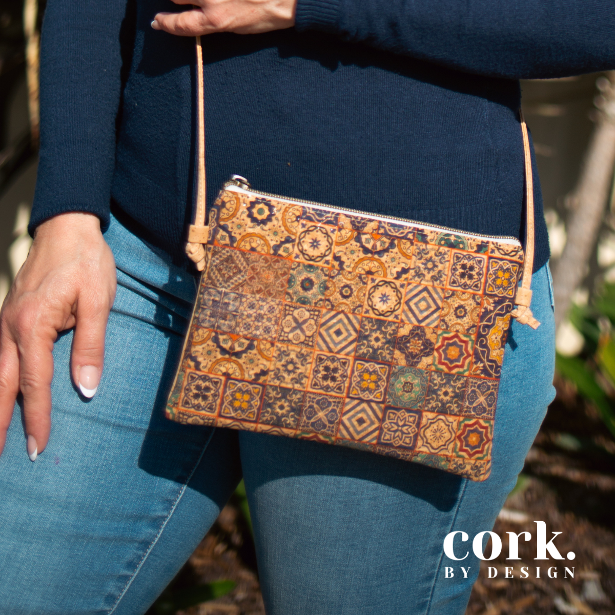 Ivonita Cork Crossbody Bag - Azulejo