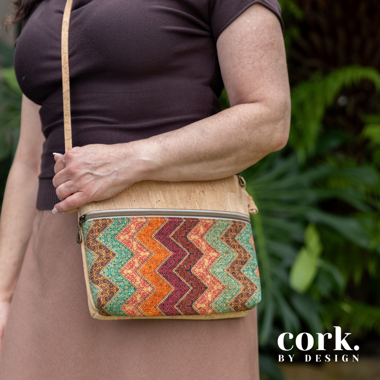 Victoria Cork Crossbody Bag - Chevron